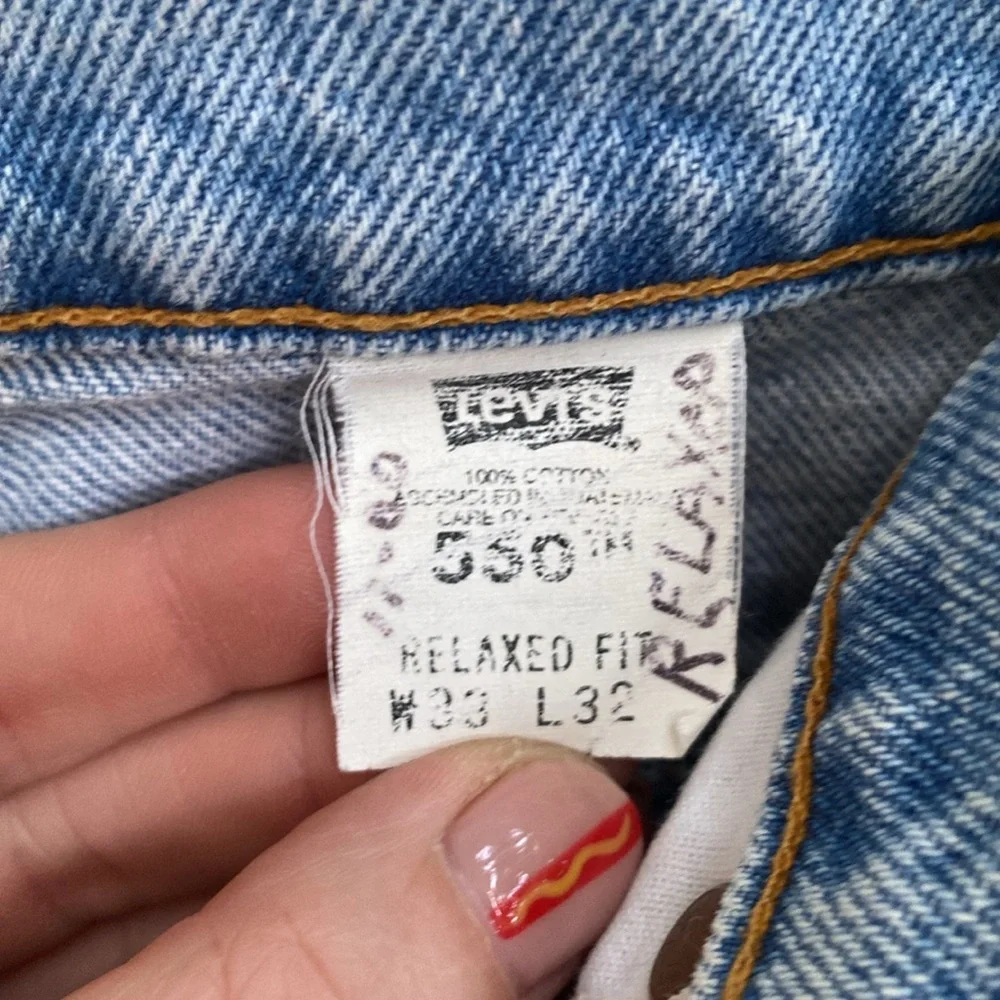 Men's Vintage Orange Tab Levi's 550 33x32 Relaxed Light Wash 1997 100% Cotton